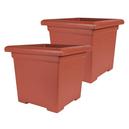 The HC Companies Accent Square Plant Pot, 12.5 Inch, Clay, 2-Pack - color: Clay, size: 12.5" (Pack of 2)