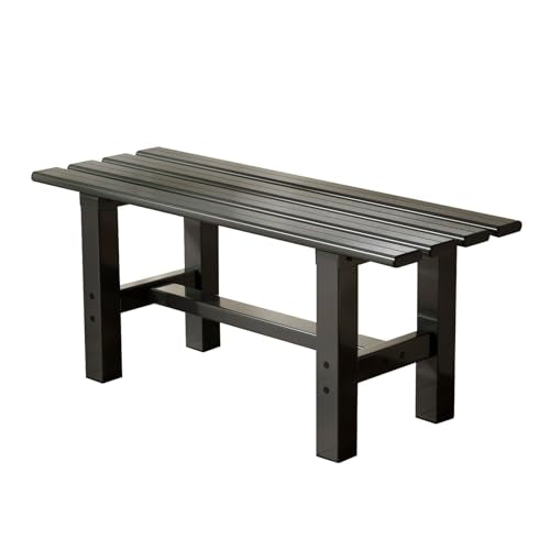 TECSPACE 35 Inches Aluminum Outdoor Weatherproof Bench Backless, 330 LBS Bearing Capacity Garden Porch Bench, Black - size: 35"