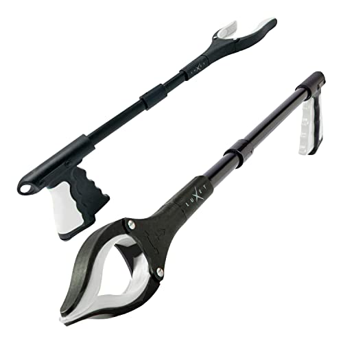 Grabber Reacher Tool 19 Inch Long, Foldable Pick Up Stick - Strong Grip Magnetic Tip - Heavy Duty Trash Picker Claw Reacher Grabber Tool Elderly Wheelchair Mobility Aid (Gray) - color: Gray