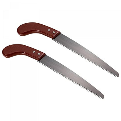 uxcell 2pcs 10 Inch Pruning Saws Straight Blade Hand Saw Wood Handle