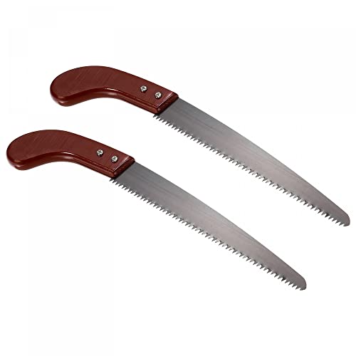 uxcell 2pcs 10 Inch Pruning Saws Straight Blade Hand Saw Wood Handle