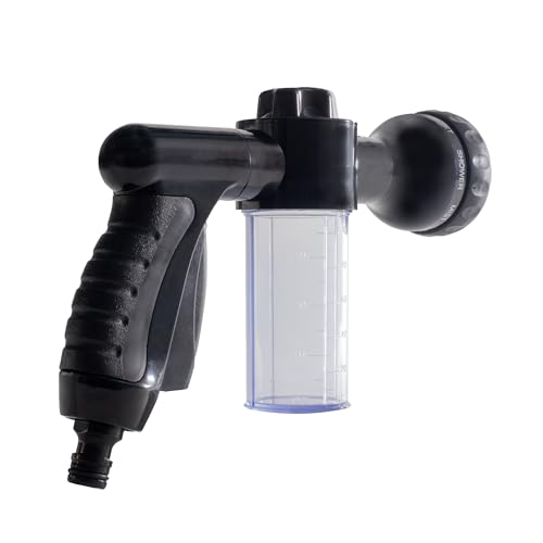 High Pressure Spray Nozzle with Soap Dispenser for Car Washing, Pet Bathing, or Lawn Treatment, 8 Spray Patterns