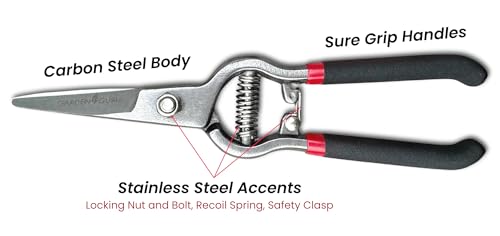 Garden Guru Classic Bypass Pruning Shears Clippers – Heavy Duty Forged Steel Garden Pruners – Safety Lock – Non Slip Comfort Grips – Cuts up to 1” Diameter – Professional Bypass Pruners (4 Pack) - size: 4 Pack, style: Precision Blade