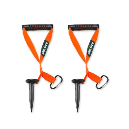 EZ Tarp Tugger - All In One Comfort Grip, Carabineer & Stake – Quick Attach Carabineer Hooks To All Standard Tarps – Stakes Securely In Ground In Windy Conditions - Set of 2 - size: 12 inches x 6 inches