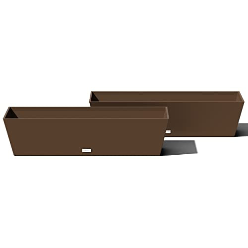 Veradek Pure Series Window Box Planter - Tapered Outdoor Planter - color: Espresso, size: 36 inch - 2 Pack