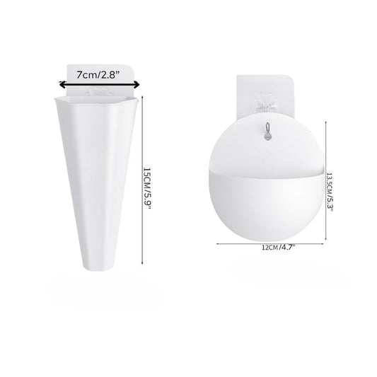 2-Pack Wall-Mounted Hydroponic Planters – Hanging Flower Vases for Indoor Plants – Half-Round & Long Tube Plastic Wall Vases with Hooks (White)