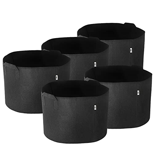 CZ Grain 5 Pack, Heavy Duty Nursery Grow Bags - Great for Growing Trees, Bushes, Vegetable Plants or Flowers - Indoor or Outdoor Grow Containers 5,10, or 20 Gallon (10 Gallon) - color: 10 Gallon