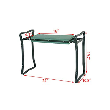 LABLT Garden Kneeler Seat Stool Bench Portable Folding Stool EVA Foam Pad with Tool Bag Pouch