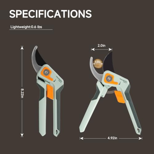 PrunePro® 8.2" Pruning Shears Ultra Sharp Lightweight Bypass Plant Clippers - color: Green