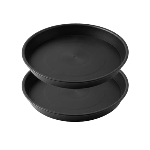 2 Pack Plant Saucer Tray, Water Catcher for Pots, Black, 10 Inch - size: 10Inch