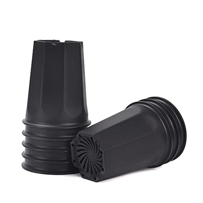 8 Pack 6.10 Inch Black Plastic Deep Nursery and Seedling Pots, Round Planter Container for Transplanting, Cutting, Succulent - color: Black, size: 6.10 inch