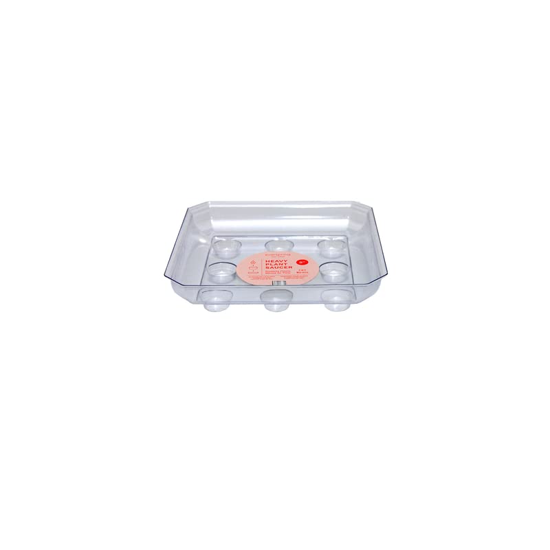 CWP SQDS-800 Heavy Gauge Footed Square Carpet Saver Saucer, 8-Inch by 8-Inch, Clear