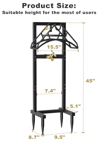 Artigarden Outdoor Garden Hose Holder Freestanding with Brass Faucet And 4 Spikes, Heavy Duty Metal Water Hose Reel Stand Hanger Rack Organizer Holds Storage 150ft Hose for Outside Yard Lawn, Black - style: Nozzle Style with Faucet