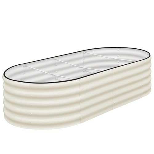 SnugNiture Galvanized Raised Garden Bed, 6x3x1.5ft Oval Metal Planter Box for Planting Outdoor Plants Vegetables - color: White, size: 6x3x1.5 ft