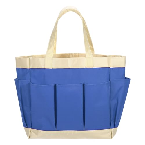 HARFINGTON Garden Tool Bag 11.22" x 5.12" x 11.02" Large Oxford Bag with Pockets Garden Tote Bag Gardening Plant Tool Organizer Storage Carrier Store for Outdoor Women Men, Sky Blue - color: Blue
