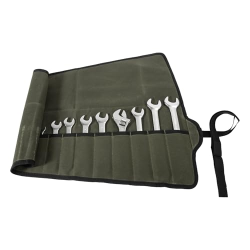 Chisel Roll,6 Pockets Roll Up Tool Pouch,Waxed Canvas Small Tool Roll Organizer and Wrench Roll Up Pouch,Store Chisel,Wrench,Pliers,Carving Knife (Army Green -3) - color: Army Green -3