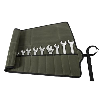 Chisel Roll,6 Pockets Roll Up Tool Pouch,Waxed Canvas Small Tool Roll Organizer and Wrench Roll Up Pouch,Store Chisel,Wrench,Pliers,Carving Knife (Army Green -3) - color: Army Green -3
