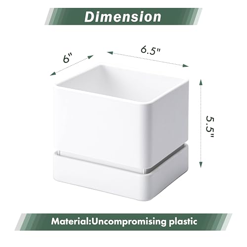 D'vine Dev 3-Pack Plastic Herb Planter Pots, 6 in, White, 76-Y-A3-2 - color: White, size: 18 Inch x 6.5 Inch