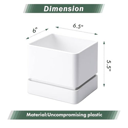 D'vine Dev 3-Pack Plastic Herb Planter Pots, 6 in, White, 76-Y-A3-2 - color: White, size: 18 Inch x 6.5 Inch