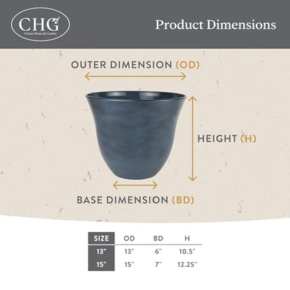 Honeysuckle Resin Planter, Durable Garden Pot, 15" Stone