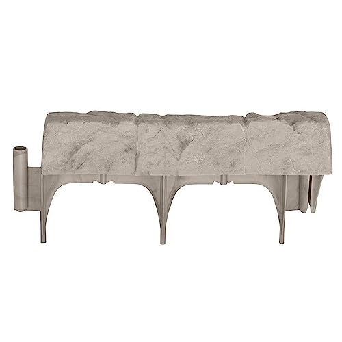 Suncast Interlocking Border Edging - Stone -Like Poly Construction for Garden, Lawn, and Landscape Edging - Water Resistant Border for Containing Trees, Flower Beds and Walkways - Light Taupe -Gray - color: Gray