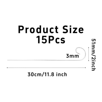 15Pcs Silver Plant Label Hooks, Rustproof Garden Stake Marker Holders, Plant Label Hanger Rods for Flower Pots, Planters, Containers, Support for Plant Signs and Garden Accessories - size: 30cm
