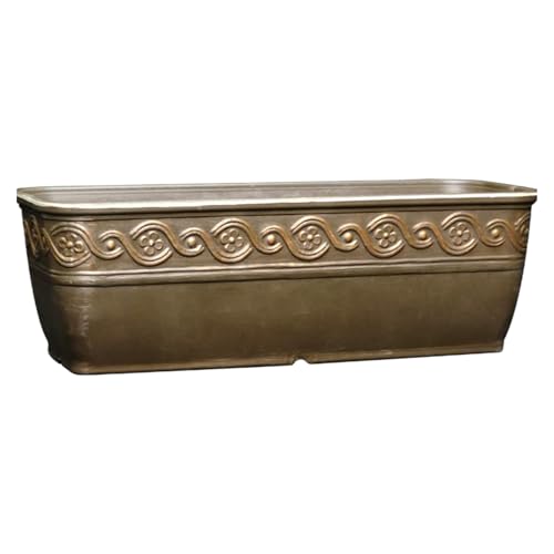 Corinthian Rectangular Planter Box w/Drain Plug, 10" Bronze - color: Bronze, size: 10'