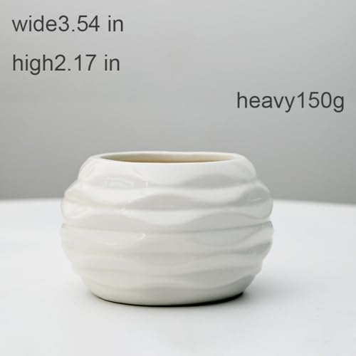 3.55"x2.6" Medium Ceramic Pot Succulent Planter Mini Cute Garden Flower Plant Nursery Succulent for Indoor Plants Ceramic Pots Ripple 5