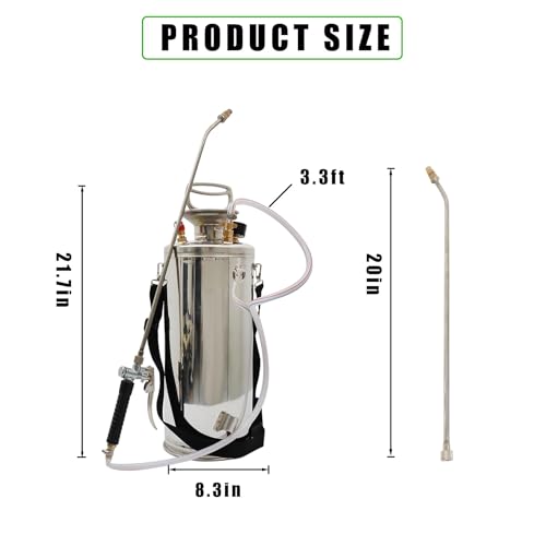 HOSTIC 2 Gallon Stainless Steel Sprayer Hand Pump Sprayer with Pressure Gauge Valve Adjustable Nozzle for Gardening Lawn and Cleaning - size: 2 Gallon