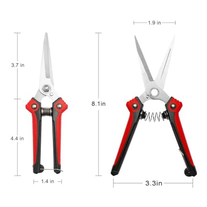 Gardening Scissors Hand Pruner Pruning Shear with Straight Stainless Steel Blades, Flower Cutter Garden Clippers, 8.1 Inch (Green) - color: Green