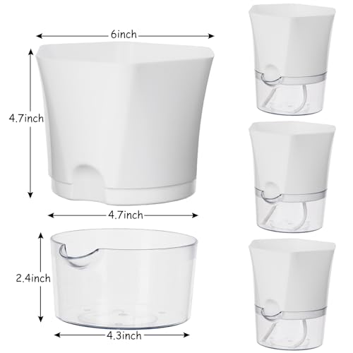 Self Watering Plant Pots, 6 Inch Orchid Pots, 3 Pack Flowers Pot Indoor - color: White Hexagon, size: 6 Inch Set of 3