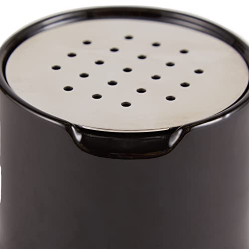 RSVP Reusable Ceramic Fruit Fly Trap for Indoors – Kitchen Fly Catcher Jar with Stainless Steel Vent Lid, Eco-Friendly & Dishwasher Safe Design, Uses Natural Vinegar Bait (Black)