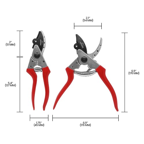 Zenport Z202 Heavy Duty Pruner, Cut-n-Hold, Red Handles, 8-Inch