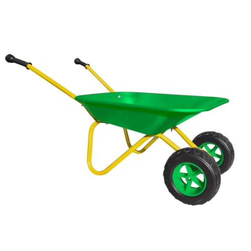 Kids Outdoor Toys Wheelbarrow 2 Wheel Toddler Metal Wheelbarrow(Green) - color: Green