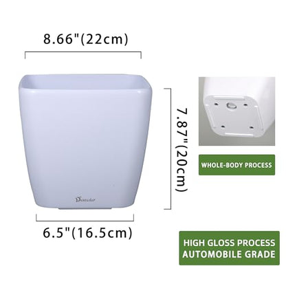 Dexceder 9x8 Self Watering Planter (White High Gloss) - color: Ceramic White, size: 9x8