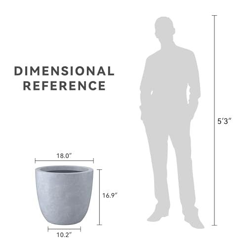 Kante Large Round Bowl Blue Gray Concrete Planter 18" Dia, Outdoor - color: Gray, size: 18"d