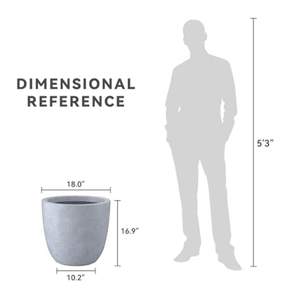 Kante Large Round Bowl Blue Gray Concrete Planter 18" Dia, Outdoor - color: Gray, size: 18"d