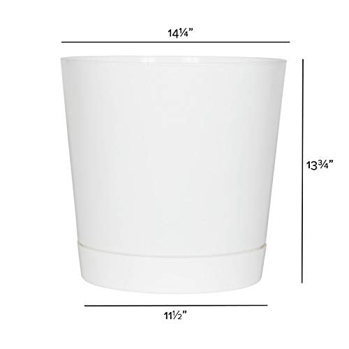 Root & Vessel Majestic Full Depth Cylinder Pot, Glossy White, 14-Inch (10142) - color: White, size: 14 Inch