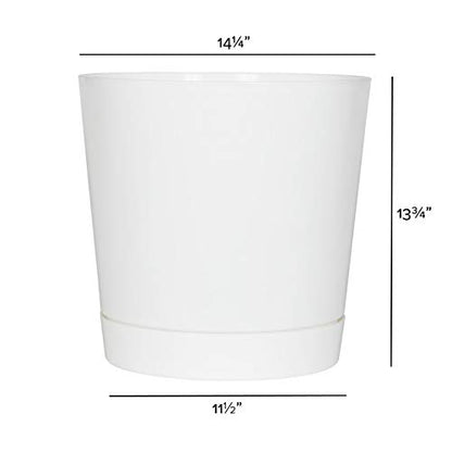 Root & Vessel Majestic Full Depth Cylinder Pot, Glossy White, 14-Inch (10142) - color: White, size: 14 Inch