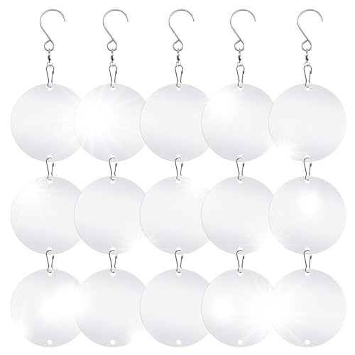 15 PCS Reflective Bird Scare Discs Set,Bird reflectors,Bird Scarer Discs Set Pigeon Deterrent,Pigeons Away from House,Bird Window Strike Prevention，Woodpecker Deterrent for House - color: 15 Discs Round Bird Scare Discs Set