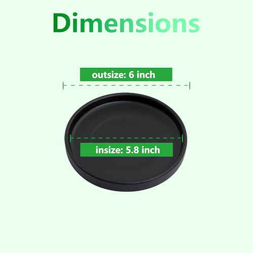 6 Inch Ceramic Saucer 2 Pack - Drainage Tray for Plant Pot (Matte Black) - color: Black, size: 6 Inch (2 Pack)