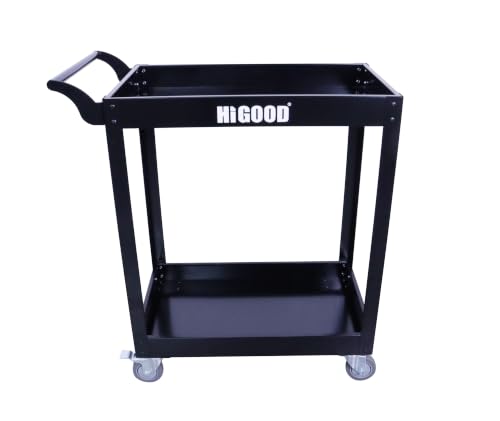 Heavy Duty Service Utility Cart,2 Shelf Steel, 800-Pound Capacity, 35.6 x 18.1x38-Inch Black - color: Black