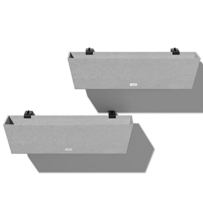 Veradek Pure Series Railing Planter - Tapered Window Box with Bracket - color: Gray, size: 36 inch - 2 Pack