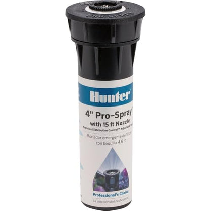 Hunter Pro 4" Pop Up Lawn Sprinkler Head, Adjustable 0°-360°, 8-15 ft - size: 1 Count (Pack of 1)