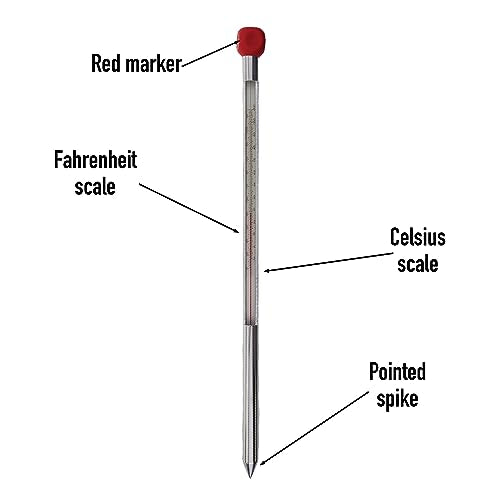 Garden Soil Thermometer 320mm Aluminium Case - Monitor Soil Temperature