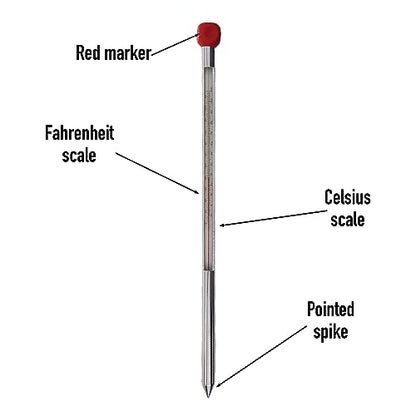 Garden Soil Thermometer 320mm Aluminium Case - Monitor Soil Temperature