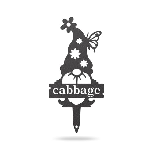 RealSteel Gnome Plant Markers Metal Garden Stakes | Outdoor Garden Labels & Plant Tags for Vegetables & Herbs | Decorative Yard & Raised Bed Garden Signs | Gardening Gift | Made in USA - Cabbage - style: CABBAGE