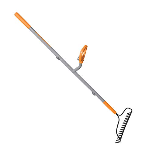ErgieShovel ERG-BWRK16 Strain Reducing Steel Impact Resistant Bow Rake, 16-Tine, 54-Inch Shaft, w/Patented Ergonomic Second Handle, Gray/Orange - style: Bow Rake