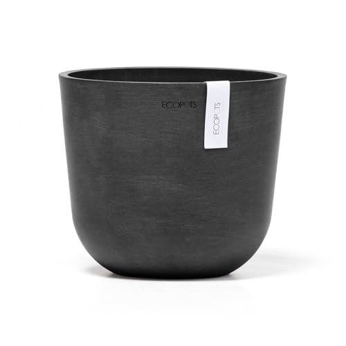 Ecopots Oslo Round Flower Planter, White Grey, 17.75" - color: White Grey, size: 17.5"