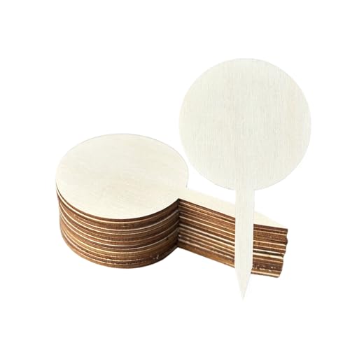 100 Pcs Wood Plant Labels, Natural Wooden Plant Marker Garden Sign Tags, Round Type Garden Markers for Succulents, Herbs, Seedlings, Potted, Flowers, Vegetables (Round) - style: Round
